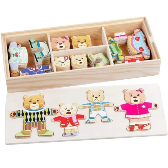 Kids Baby Colorful Wooden Cartoon Bear Dress Changing Clothes Puzz - Picture 7 of 7